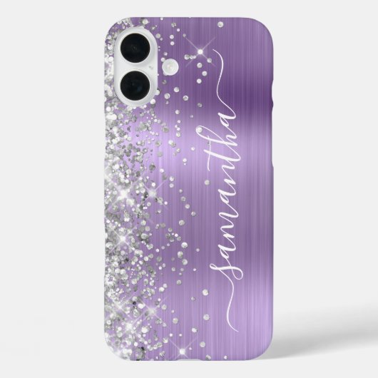 Silver Glitzer Light Lila Metallic Girly Case-Mate iPhone Hülle (Rückseite)