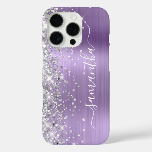 Silver Glitzer Light Lila Metallic Girly Case-Mate iPhone Hülle (Rückseite)