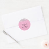 Silver Glitzer Light Pink Baby Dusche Runder Aufkleber (Umschlag)
