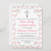 Silver Glitzer Light Pink Erste Heilige Kommune Einladung (Vorderseite)