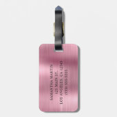 Silver Glitzer Light Pink Foil Extravagant Monogra Gepäckanhänger (Rückseite vertikal)