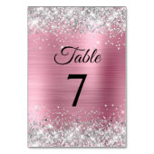 Silver Glitzer Light Pink Foil Tischnummer (Vorderseite)
