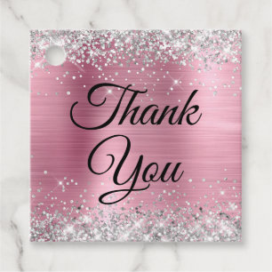 Silver Glitzer Light Pink Foil Vielen Dank Geschenkanhänger