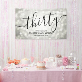 Silver Glitzer Lights 30. Geburtstag Banner