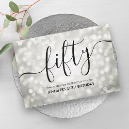 Silver Glitzer Lights 50. Geburtstag Vielen Dank Dankeskarte