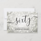 Silver Glitzer Lights 60. Geburtstag Vielen Dank Dankeskarte (Vorderseite)