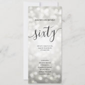 Silver Glitzer Lights 60. Geburtstagsprogramme Einladung (Vorderseite)