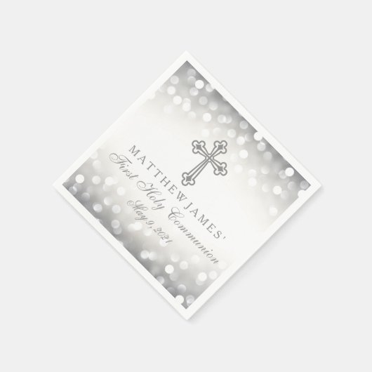 Silver Glitzer Lights Communitylight Custom Napkin Serviette (Ecke)