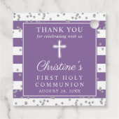 Silver Glitzer Lila Erste Kommune Vielen Dank Geschenkanhänger (Rückseite)