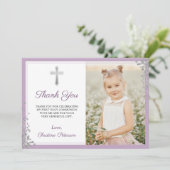 Silver Glitzer Lila Kommune Danke Karte (Stehend Vorderseite)