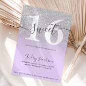 Silver Glitzer lila lilac ombre mädchen Sweet 16 Einladung
