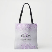 Silver Glitzer lila Staub-Monogramm-Initialen Tasche (Vorderseite)