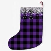 Silver Glitzer Lila und Black Buffalo Kariert Kleiner Weihnachtsstrumpf (Rückseite)