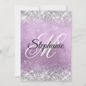 Silver Glitzer Lilac Foil Extravagant Monogramm Einladung (Rückseite)