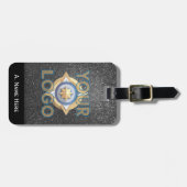 Silver Glitzer Logo Luxury Business Branding Chic Gepäckanhänger (Vorderseite horizontal)