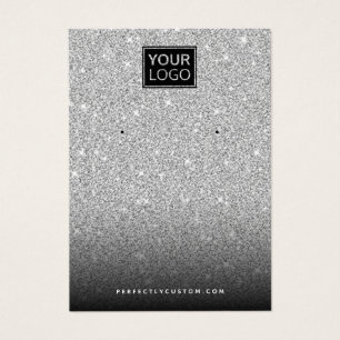 Silver Glitzer Logo Ohrring-Anzeigetafel