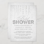 Silver Glitzer Look Bridal Dusche Einladung (Vorne/Hinten)