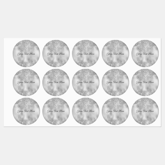 Silver Glitzer Look Etiketten (Blatt)