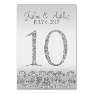Silver Glitzer Look Hochzeit Tischnummern-10 Tischnummer