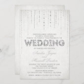 Silver Glitzer Look Hochzeitseinladung Einladung (Vorne/Hinten)
