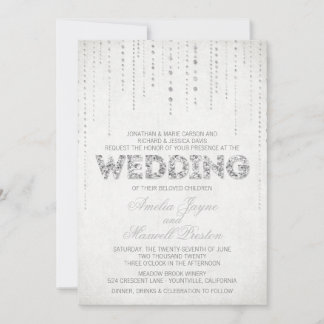 Silver Glitzer Look Hochzeitseinladung Einladung