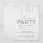 Silver Glitzer Look Junggeselinnen-Abschied Einlad Einladung (Vorne/Hinten)