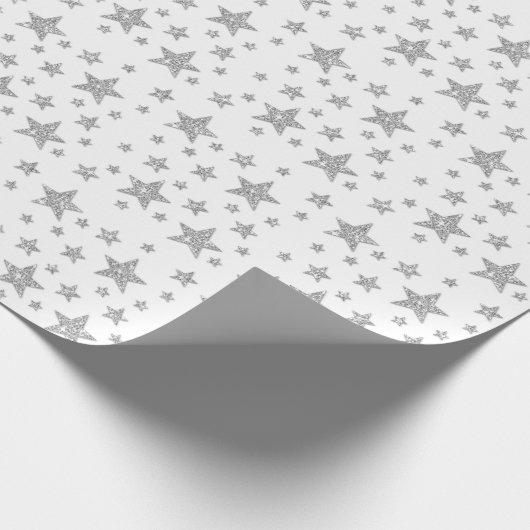 Silver Glitzer Look like Stars Pattern Weihnachten Geschenkpapier (Ecke)
