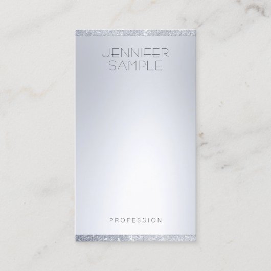 Silver Glitzer Look Moderne Minimalistische Vorlag Visitenkarte (Vorderseite)