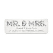 Silver Glitzer Look Mr. & Mrs Labels (Vorne)
