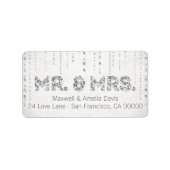 Silver Glitzer Look Mr. & Mrs Labels Adressaufkleber (Vorne)