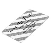 Silver Glitzer Look Stripes Speichern des Datumsfe Magnet (Linke Seite)