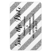 Silver Glitzer Look Stripes Speichern des Datumsfe Magnet (Vertikal)