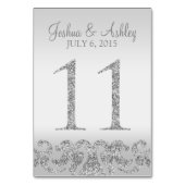 Silver Glitzer Look Wedding Tischnummern-11 Tischnummer (Rückseite)