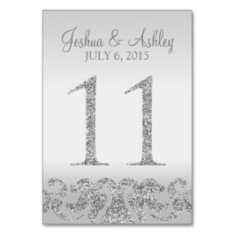 Silver Glitzer Look Wedding Tischnummern-11 Tischnummer