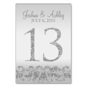 Silver Glitzer Look Wedding Tischnummern-13 Tischnummer (Rückseite)