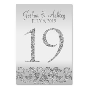 Silver Glitzer Look Wedding Tischnummern-19 Tischnummer
