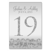 Silver Glitzer Look Wedding Tischnummern-19 Tischnummer (Rückseite)