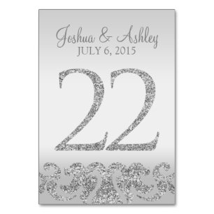 Silver Glitzer Look Wedding Tischnummern-22 Tischnummer