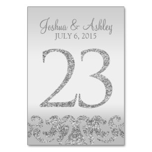 Silver Glitzer Look Wedding Tischnummern-23 Tischnummer