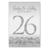 Silver Glitzer Look Wedding Tischnummern-26 Tischnummer (Vorderseite)