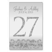 Silver Glitzer Look Wedding Tischnummern-27 Tischnummer (Vorderseite)