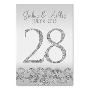 Silver Glitzer Look Wedding Tischnummern-28 Tischnummer