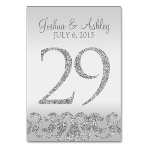 Silver Glitzer Look Wedding Tischnummern-29 Tischnummer