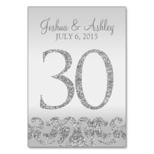 Silver Glitzer Look Wedding Tischnummern-30 Tischnummer