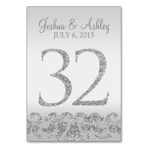 Silver Glitzer Look Wedding Tischnummern-32 Tischnummer