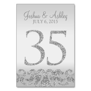 Silver Glitzer Look Wedding Tischnummern-35 Tischnummer