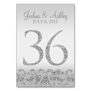 Silver Glitzer Look Wedding Tischnummern-36 Tischnummer