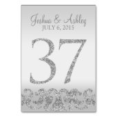 Silver Glitzer Look Wedding Tischnummern-37 Tischnummer (Rückseite)