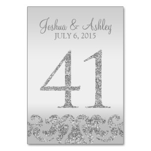 Silver Glitzer Look Wedding Tischnummern-41 Tischnummer
