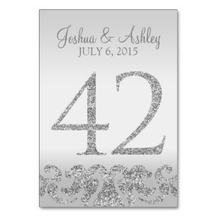 Silver Glitzer Look Wedding Tischnummern-42 Tischnummer